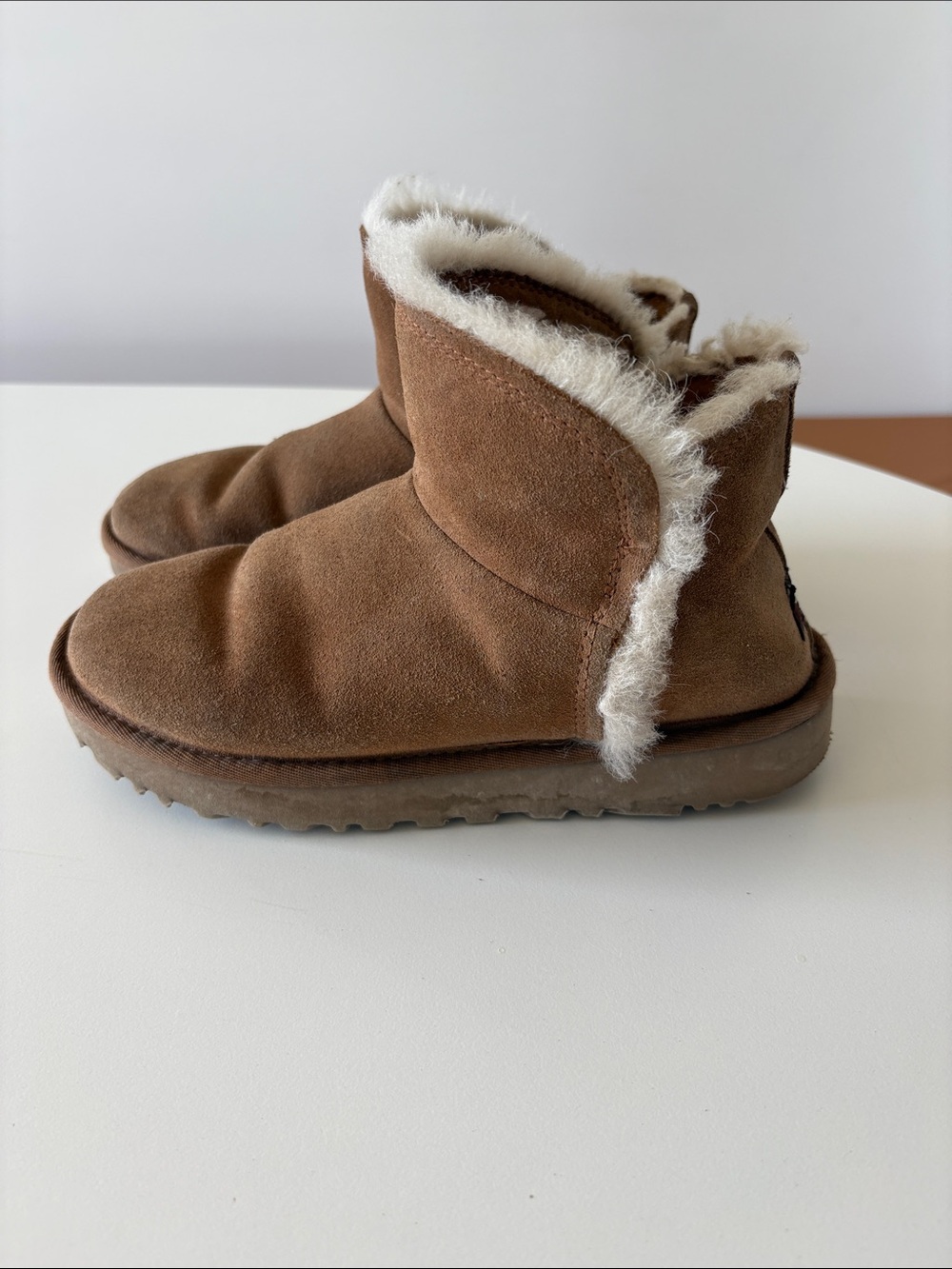 UGG Chestnut Suede Shearling-Lined Ankle Slippers